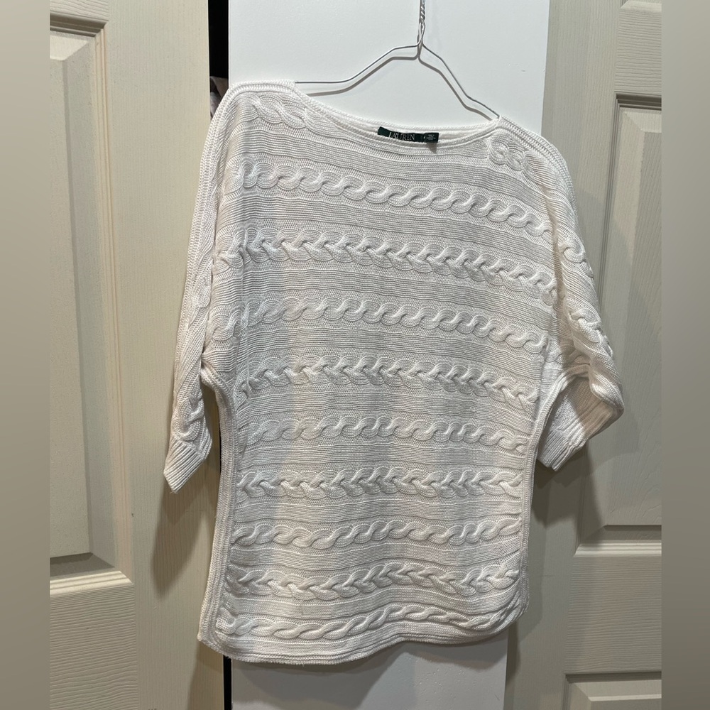 Lauren Ralph Lauren white Cable Knit Sweater size medium